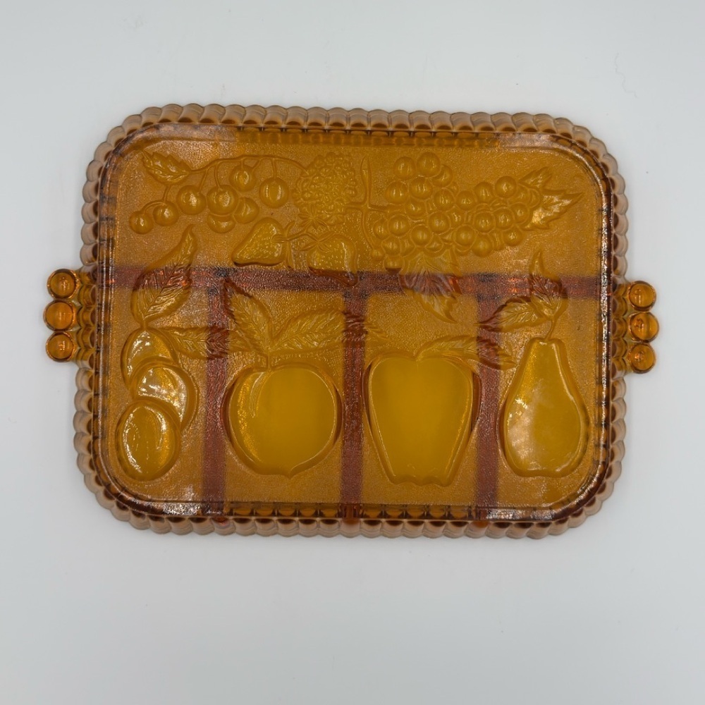 Indiana Glass Co Divided Golden Amber Relish/Fruit Tray - Picture 4 of 10